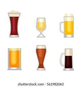 Beer glass vector set.