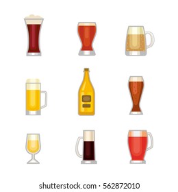 Beer glass vector set.