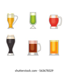 Beer glass vector set.