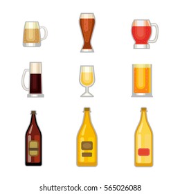 Beer glass vector set.