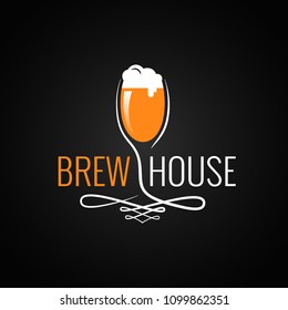 beer glass vintage logo on black background