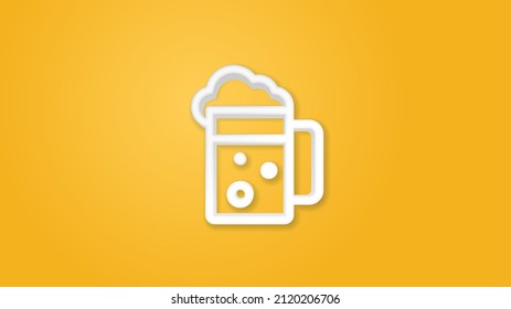 beer glass whith foam 3d line flat color icon. Realistic vector illustration. Pictogram isolated. Top view. Colorful transparent shadow design.