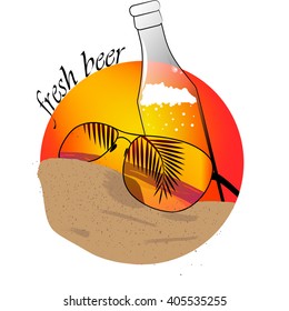 beer and glasses at the beach