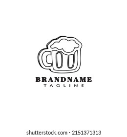 beer glasses cartoon logo icon simple template black modern vector illustration