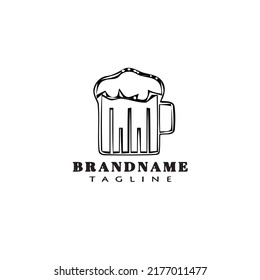 beer glasses cartoon logo icon design template black modern concept illustration
