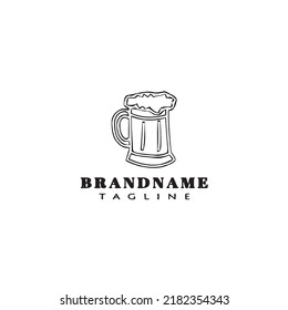 beer glasses cartoon logo icon design template black modern simple illustration
