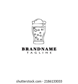 beer glasses cartoon logo icon design template black modern vector cute