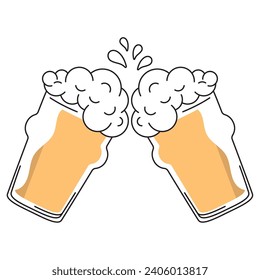 Beer glasses cheer icon Vector illustration