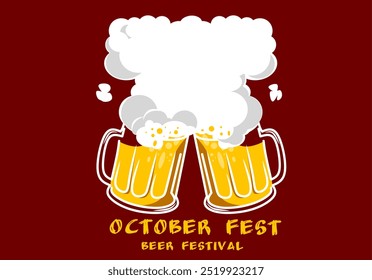 Beer glasses clinking for beer festival in October. 