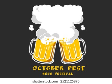 Beer glasses clinking for beer festival in October