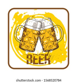 Beer glasses. Beer concept. Hand drawn illustration.
