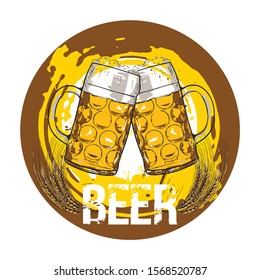 Beer glasses. Beer concept. Hand drawn illustration.