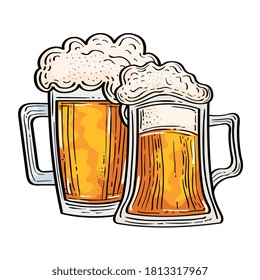 Beer glasses design, Pub alcohol bar brewery drink ale and lager theme Vector illustration