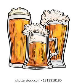 Diseño de lentes de cerveza, Pub bar de alcohol cerveza beber venta al aire libre y tema lager Ilustración vectorial