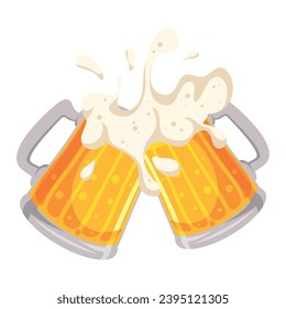 beer glasses with foam vector isolated