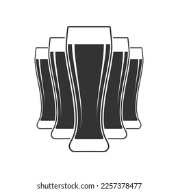 Beer glasses graphic icon. Sign pub or bar isolated on white background. Symbol brewery. Vector illustration