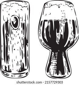 Beer glasses in graphic: stange and stout glass