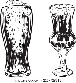 Beer glasses in graphic: thistle and  weizen glass