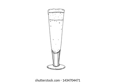 beer glasses hand drawn style line art Vector illustration
