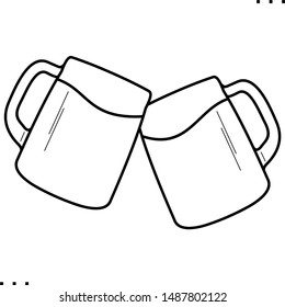 Beer glasses icon in outline style