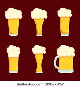 beer glasses icon set design