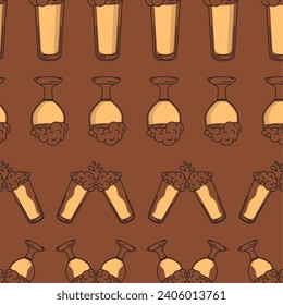 Beer glasses icons Pattern background Vector illustration