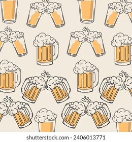 Iconos de gafas de cerveza Patrón fondo Ilustración del vector