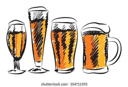 BEER GLASSES ILLUSTRATION 