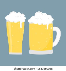 Beer glasses isolate on blue background.