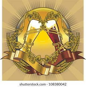 beer glasses label, dark and light