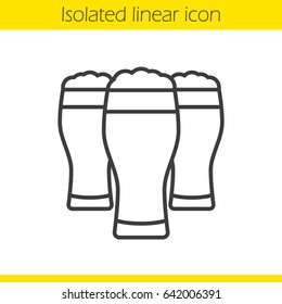 Beer glasses linear icon. Thin line illustration. Contour symbol. Vector isolated outline drawing