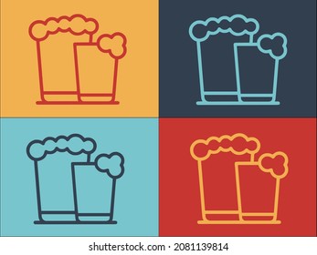 Beer Glasses Logo Template, Simple Flat Icon of beer,glass,alcohol