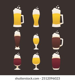 a beer glasses modern design in set