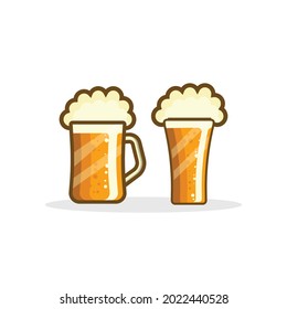 beer glasses modern style illustration with simple line, beer glasses vector image on white background