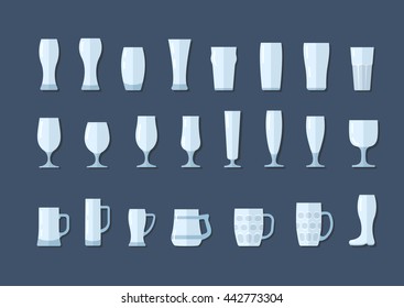 Beer glasses and mugs flat icon