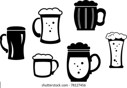 Beer glasses and mugs - Vector illustration