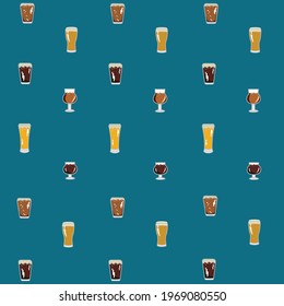Beer glasses pattern on blue background
