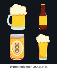 beer glasses and products set