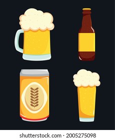 gafas de cerveza y conjunto de productos