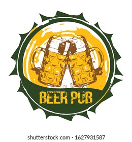 Beer glasses. Beer pub concept. Hand drawn illustration.
