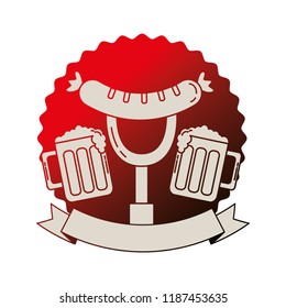 beer glasses and sausage on fork emblem