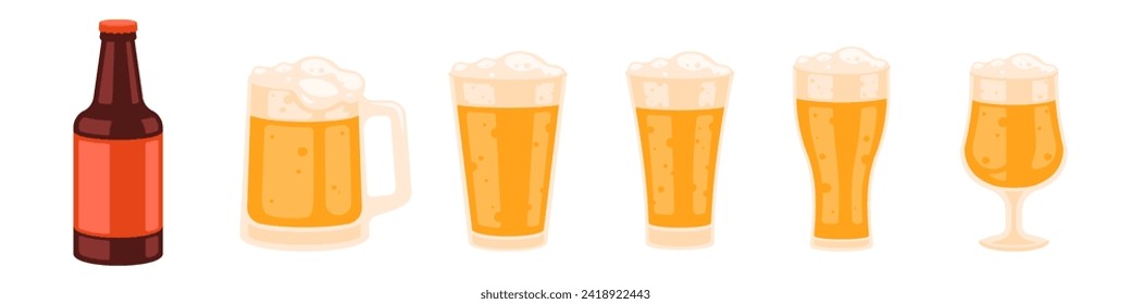 Beer glasses set. Different beer glasses.