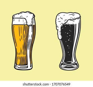 Beer glasses Set vector illustration Black and Brown