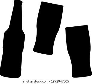 Beer and glasses in the set. Vector image.