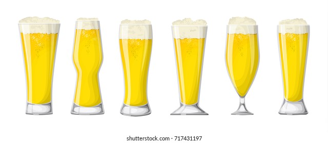 Beer glasses set. White beer or lager.