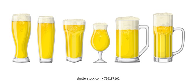 Beer glasses set. White beer or lager.