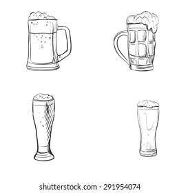 beer glasses sketch, doodle illustration, excellent vector illustration, EPS 10