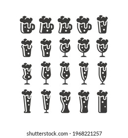 Beer glasses types vector icon set. Mug, pint, pilsner glass icons.