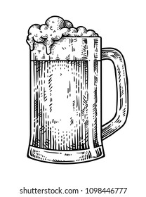 Beer glasses. Vector vintage illustration. Ink hand drawn style