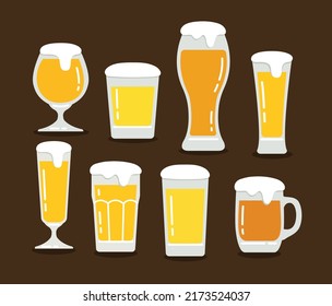 beer glassware icon set vector illustration